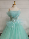 Green  A-Line Tulle Lace Long Prom Dress