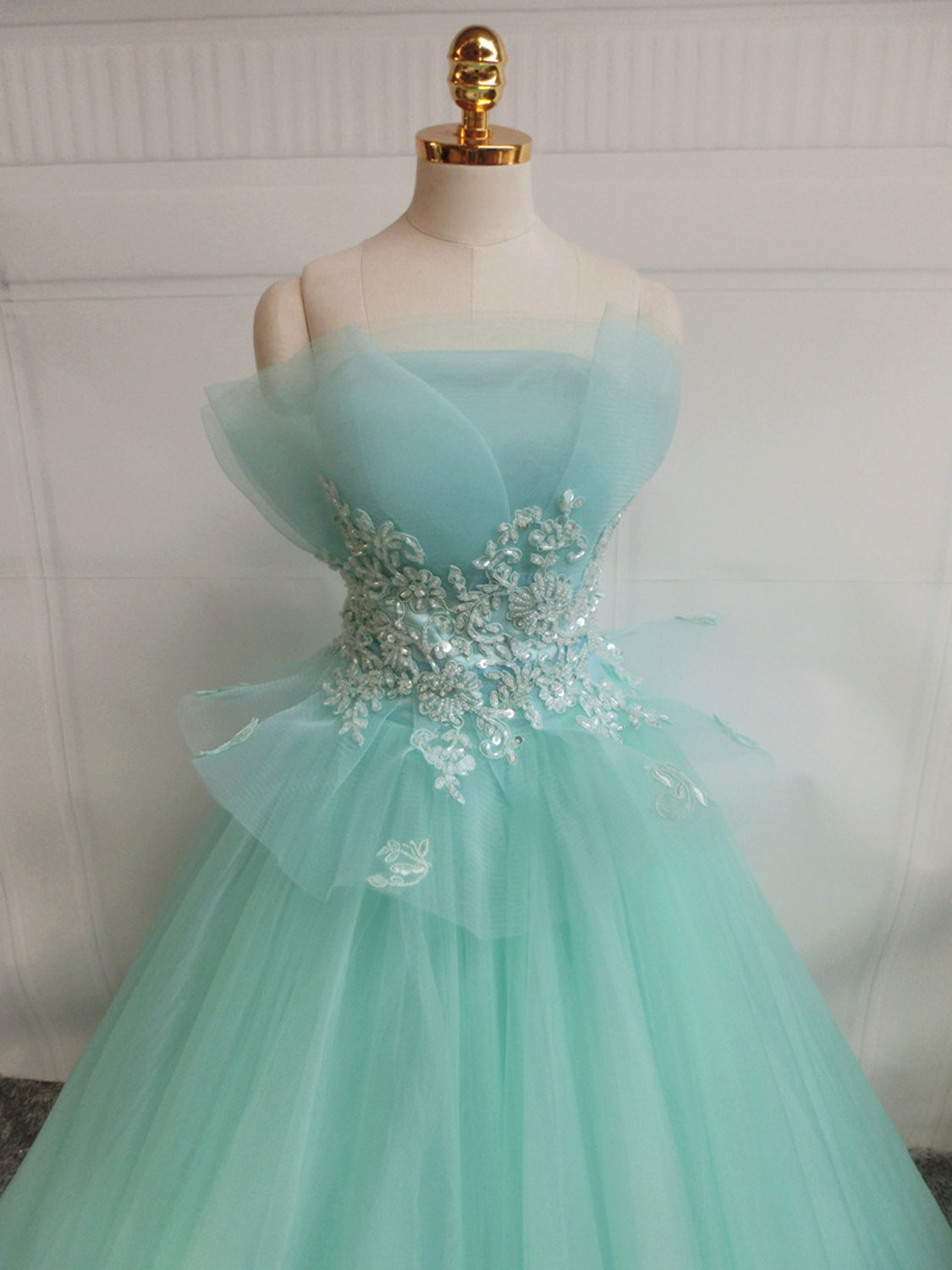 Green A-Line Tulle Lace Long Prom Dress, Green Sweet 16 Dress US 16 / Green Green A-Line Tulle Lace Long Prom Dress, Green Sweet 16 Dress US 16 / Green