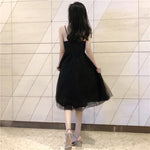 Black V Neck Tulle Short Summer Dress Black Prom Dress
