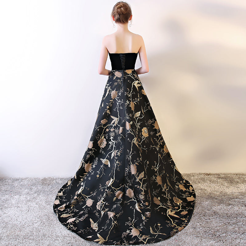 Black Sweetheart Neck Long Prom Dress, Black Evening Dress