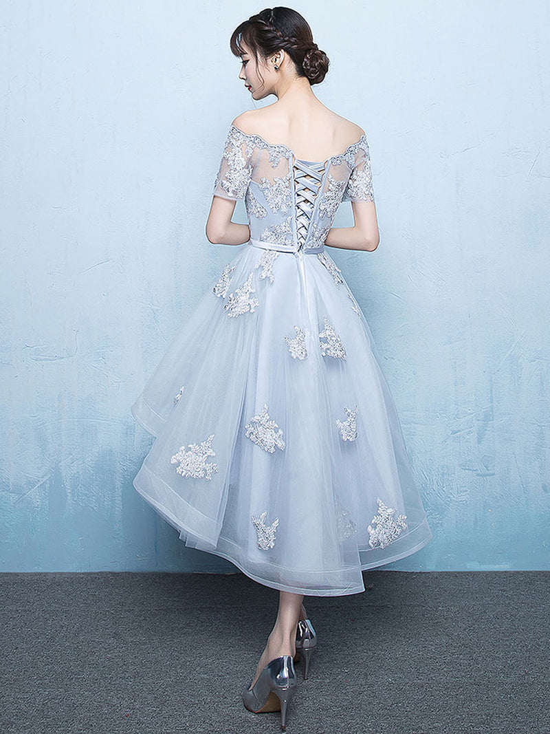 Gray A-line High Low Tulle Prom Dress, Gray Bridesmaid Dress US 16 / Gray Gray A-line High Low Tulle Prom Dress, Gray Bridesmaid Dress US 16 / Gray