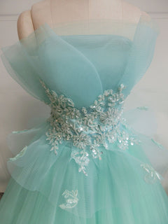 Green Tulle Formal Dresses