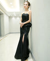 Unique Black Mermaid Long Prom Dress, Black Evening Dress