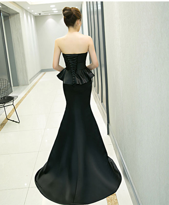 Unique Black Mermaid Long Prom Dress, Black Evening Dress