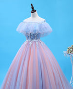 Pink Tulle Lace Long Prom Gown, Evening Dress