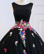 Black Tulle Long Prom Gown, Black Evening Dress