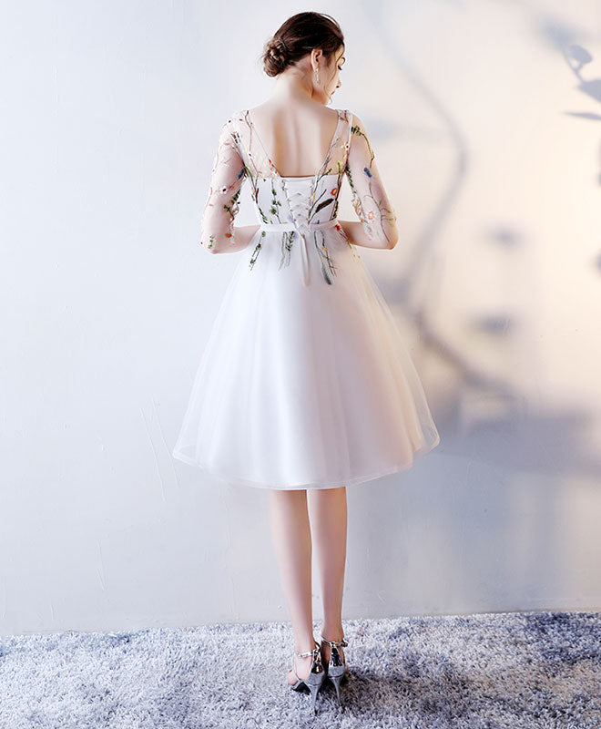 Cute Round Neck Tulle Short Prom Dress, Homecoming Dress