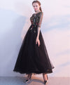 Black Lace Tulle Long Prom Dress, Black Evening Dress