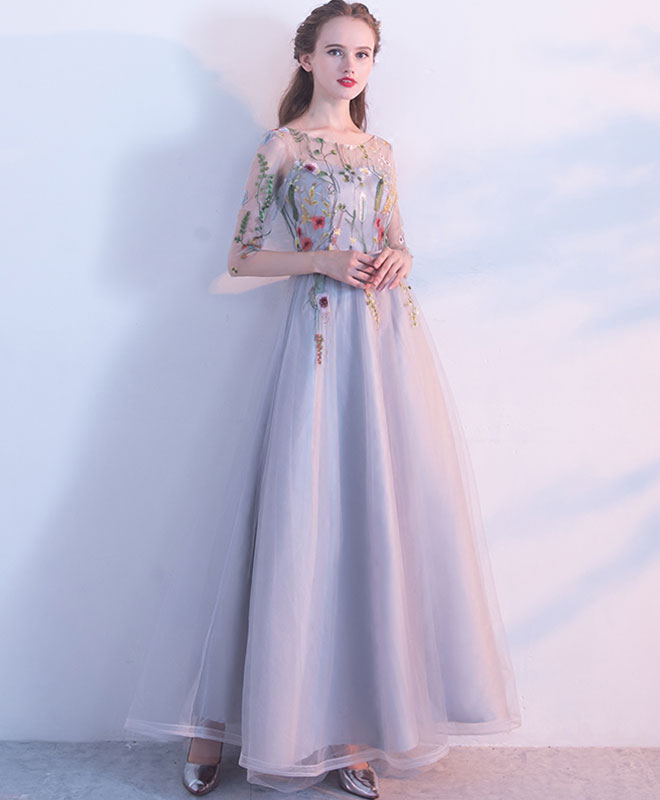 Black Lace Tulle Long Prom Dress, Black Evening Dress