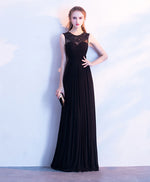 Elegant Black Chiffon Long Prom Dress, Black Evening Dress