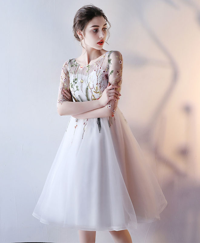 Cute Round Neck Tulle Short Prom Dress, Homecoming Dress