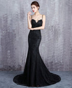 Black Lace Long Prom Dress, Mermaid Evening Dress