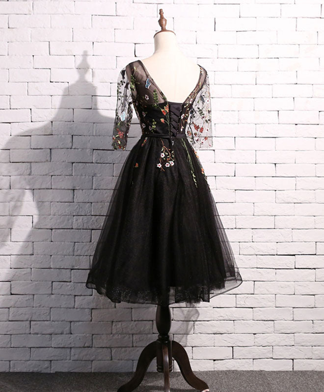 Black Tulle Short Prom Dress, Black Homecoming Dress