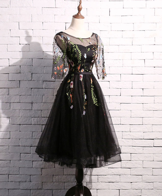 Black Tulle Short Prom Dress, Black Homecoming Dress
