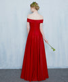 Burgundy Off Shoulder Long Prom Gown, Formal Dress