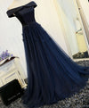 Dark Blue Off Shoulder Long Prom Dress, Evening Dress