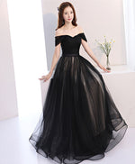 Black Off Shoulder Long Prom Dress, Black Evening Dress