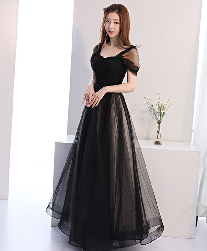 Black Off Shoulder Long Prom Dress, Black Evening Dress