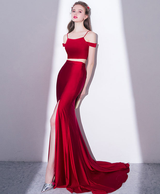 Mermaid Two Pieces Long Prom Dress, Mermaid Evening Dress