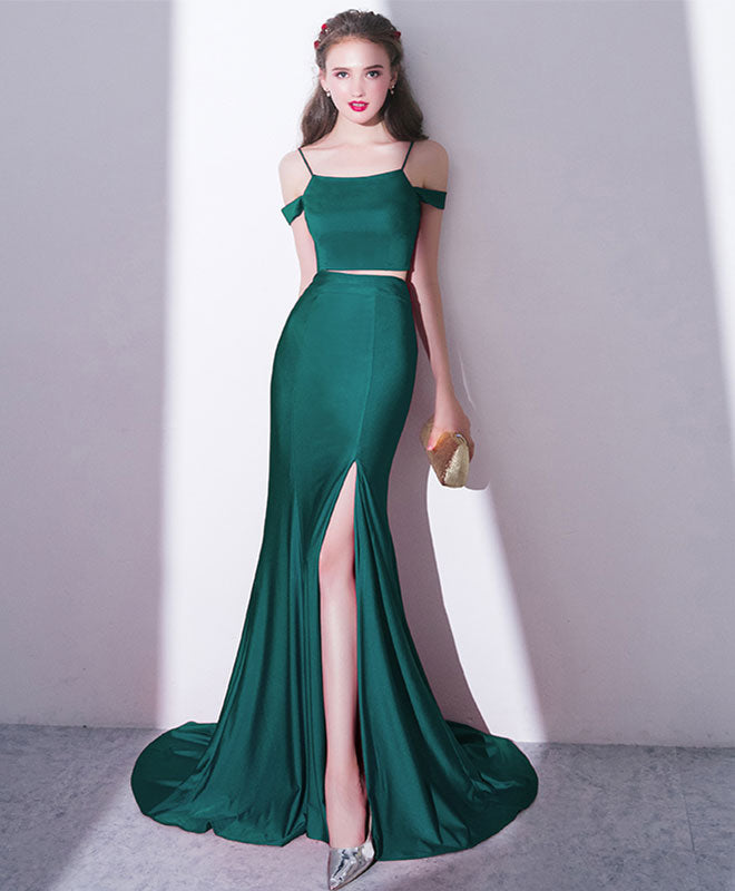 Mermaid Two Pieces Long Prom Dress, Mermaid Evening Dress US 4 / Green Mermaid Two Pieces Long Prom Dress, Mermaid Evening Dress US 4 / Green