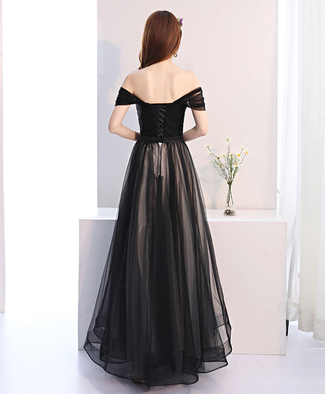 Black Off Shoulder Long Prom Dress, Black Evening Dress