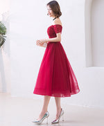 Cute Burgundy Off Shoulder Short Prom Dress, Evening Dress