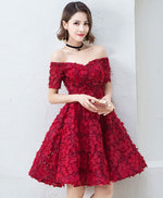 Cute Burgundy Short Prom Dress, Evening Dress