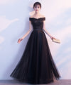 Black Lace Tulle Long Prom Dress, Lace Evening Dress