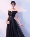 Black Lace Tulle Long Prom Dress, Lace Evening Dress