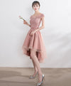 Cut Lace Tulle Short Prom Dress, High Low Evening Dress