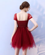 Cute Burgundy Tulle Short Prom Dress,  Burgundy Homecoming Dress