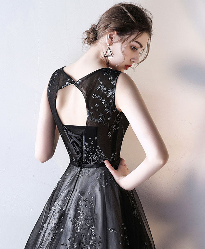 Black Tulle A Line Short Prom Dress, Black Homecoming Dress