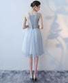 Cute V Neck Lace Tulle Short Prom Dress, Homecoming Dress