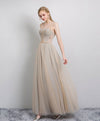 Champagne Tulle Long Prom Dress, Champagne Tulle Evening Dress