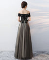 Black Lace Tulle Long Prom Dress, Black Formal Party Dress