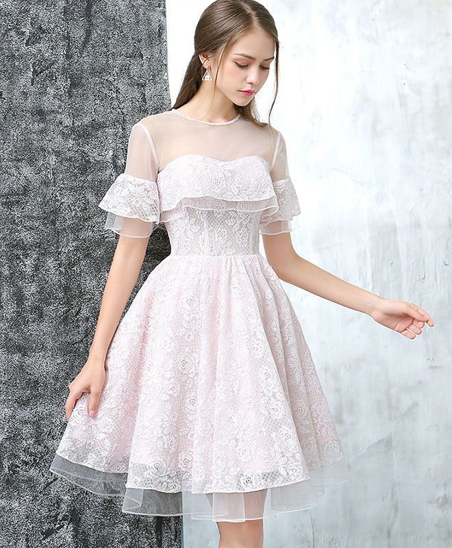 Cut Lace Tulle Short Prom Dress, High Low Evening Dress – shopluu