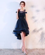 Cute Lace Off Shoulder Short Prom Dress, High Low Evening Dress