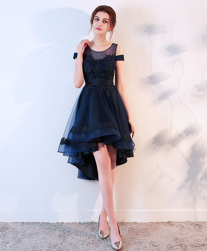 Cute Lace Off Shoulder Short Prom Dress, High Low Evening Dress – shopluu