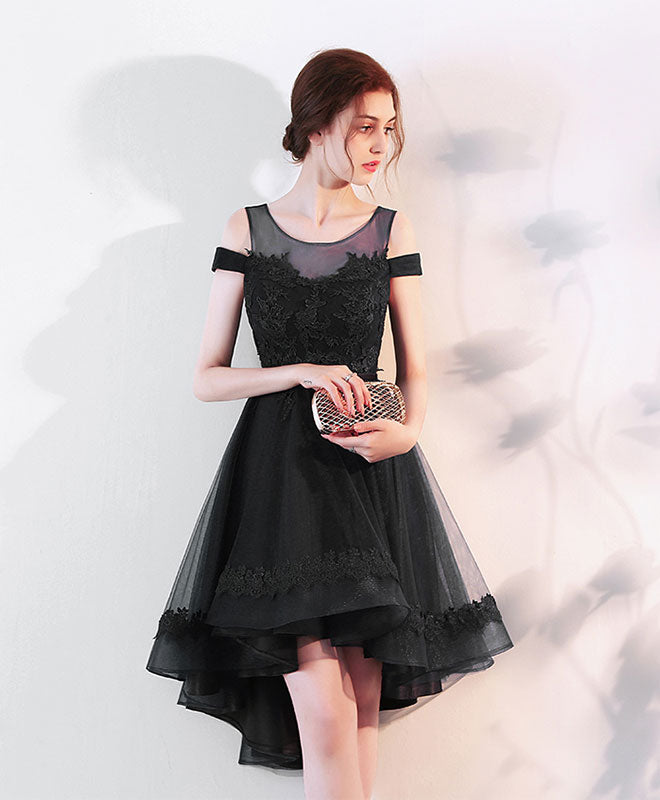 Cute Lace Off Shoulder Short Prom Dress, High Low Evening Dress