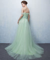 Cute Green Tulle Lace Long Prom Dress, Green Evening Dress