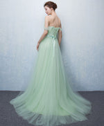 Cute Green Tulle Lace Long Prom Dress, Green Evening Dress