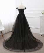 Black Tulle Long Prom Dress, Black Evening Dresses