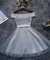 Simple Gray Tulle Mini Prom Dress, Homecoming Dress