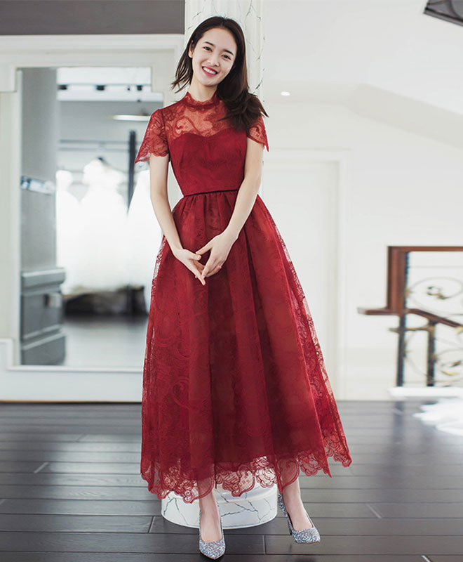 Burgundy Lace Short Prom Dress, Burgundy Evening Dress US 2 / Burgundy Burgundy Lace Short Prom Dress, Burgundy Evening Dress US 2 / Burgundy