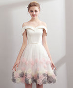 Cute White Off Shoulder Short Prom Dress, Homecoming Dress