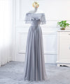 Simple Round Neck Chiffon Long Prom Dress, Bridesmaid Dress