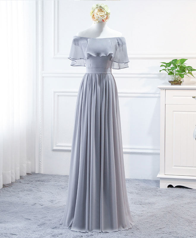 Simple Round Neck Chiffon Long Prom Dress, Bridesmaid Dress – shopluu