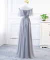 Simple Round Neck Chiffon Long Prom Dress, Bridesmaid Dress