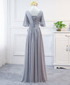Simple V Neck Chiffon Long Prom Dress, Bridesmaid Dress
