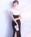 White And Black Long Prom Dress, Mermaid Evening Dress